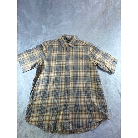 Ecko Unlimited mens Large Plaid Button-Up Short Sleeve tan multi color - Picture 2 of 16
